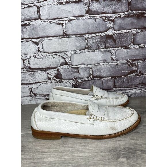 G.H. Bass Weejuns White Leather Moc Toe Penny Loafers Shoes Women Sz 8M US/39EU - Picture 3 of 16